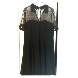 Eloquii Fit and Flare Mesh Collar Dress